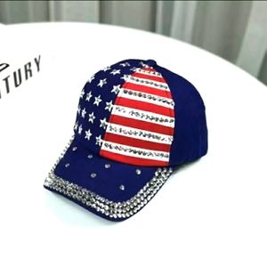 Blinged Out Flag Studded Baseball Cap! Brand New.